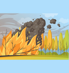 Forest Fire Cartoon Composition