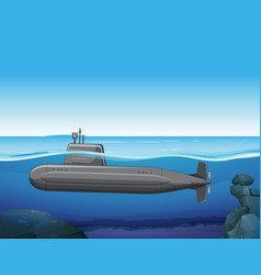 Submarine In Underwater Background