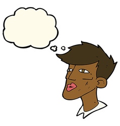 Cartoon Male Model Guy With Thought Bubble