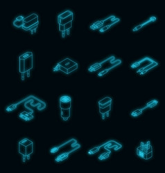 Charger Icons Set Neon