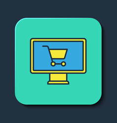 Filled Outline Shopping Cart On Monitor Icon