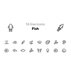 Fish Line Icon Set