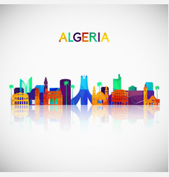 Algeria Skyline Silhouette In Colorful Geometric