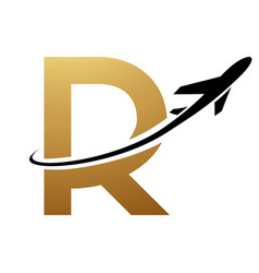 Gold And Black Uppercase Letter R Icon