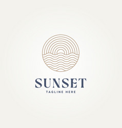 Simple Minimalist Sunset Sunrise Line Art Logo