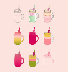 Colorful Mason Jar Smoothies