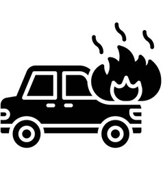 Fire Rising From The Car Hood Icon Accident