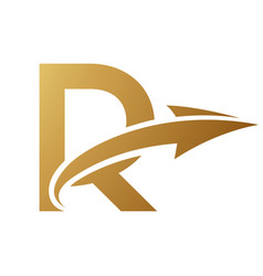 Gold Uppercase Letter R Icon With An Arrow