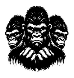 Group Of Gorilla Silhouette Isolated On White