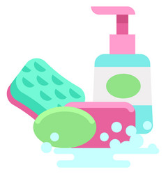 Hand And Dish Washing Set Soap And Sponge Icon