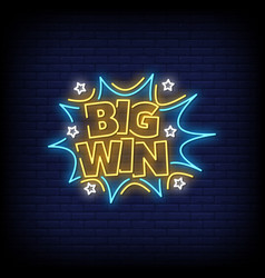 Neon Sign Big Win With Brick Wall Background