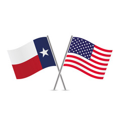 Texas And America Crossed Flags