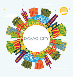 Davao City Philippines Skyline With Color