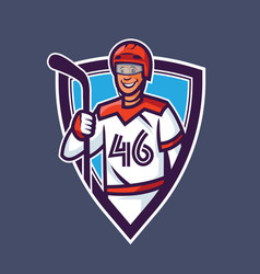 Hockey Player Holding Stick