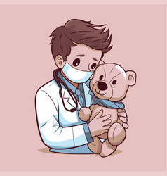 A Doctor With Stethoscope And Teddy Bear