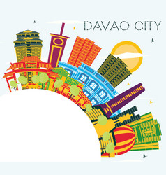 Davao City Philippines Skyline With Color