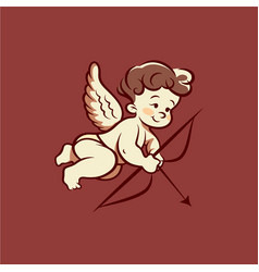 Flying Cupid Boy Holding Bow Aiming