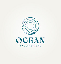 Simple Minimalist Ocean Line Art Icon Logo