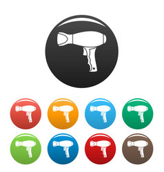 Woman Hair Dryer Icons Set Color