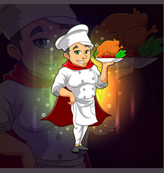 Cool Chef Is Serving A Chicken For Esport Logo