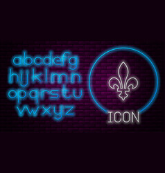 Glowing Neon Line Fleur De Lys Icon Isolated