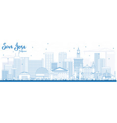 Outline San Jose California Skyline With Blue