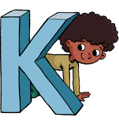 Boy Is Hiding Behind The Capital Letter K 2