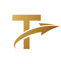 Gold Uppercase Letter T Icon With An Arrow