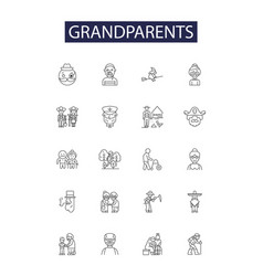 Grandparents Line Icons And Signs Grandma