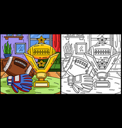 American Football And Trophy Coloring