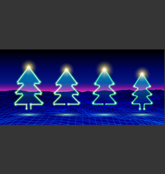 Christmas Tree Neon Icon Or Element For New Years