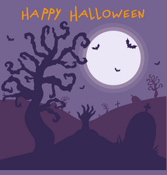 Happy Halloween Cemetery View Hand Drawn Art