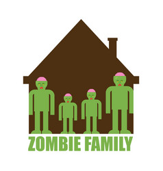 Zombie Family Zombi Parents And Children Green