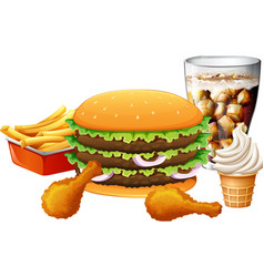 Fast Food Meal Set On White Background