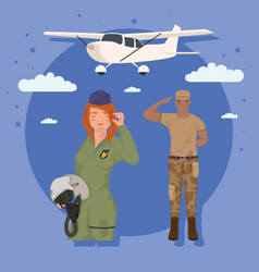 Female Pilot And Soldier