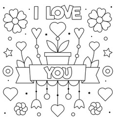 I love books coloring page black and white Vector Image