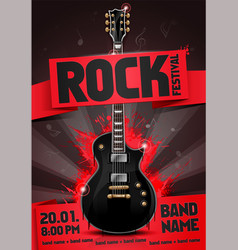 Rock festival flyer design template with guitar Vector Image