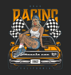 Drag Racing Girl Colorful Flyer