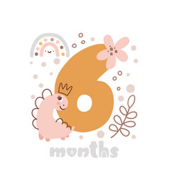 6 Six Months Anniversary Card Baby Shower Print