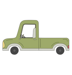 A Green Retro Truck With And Side View