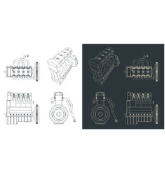 Four-stroke Car Engine Drawings