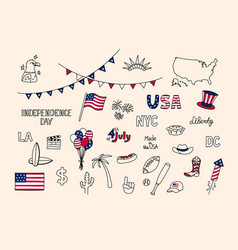 Usa Doodles Set United States Of America