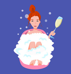 Girl Is Sitting In A Bubble Bath