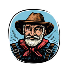 Portrait Of A Farmer In A Hat Logo Agriculture