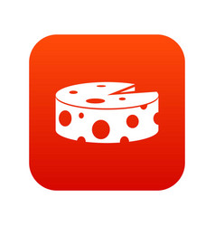 Cheese Wheel Icon Digital Red