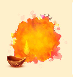 Diwali Festival Diya On Watercolor Background