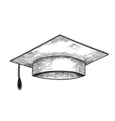 Graduate Hat Sketch Hand Drawn University Cap In