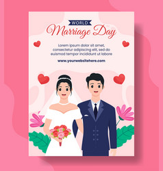 Marriage Day Vertical Poster Flat Cartoon Hand