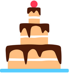 Chocolate Tiered Cake With Strawberry Flat Icon