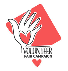 Volunteer Fair Campaign Banner With Hand And Heart